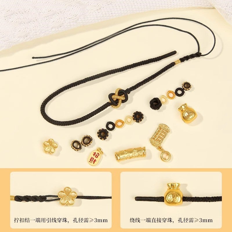 Ping An Knot Hand Rope Woven Rope Benmingnian Red Rope Bracelet Handmade Semi-Finished Product Wearing Gold Couple Female Gift - Image 3